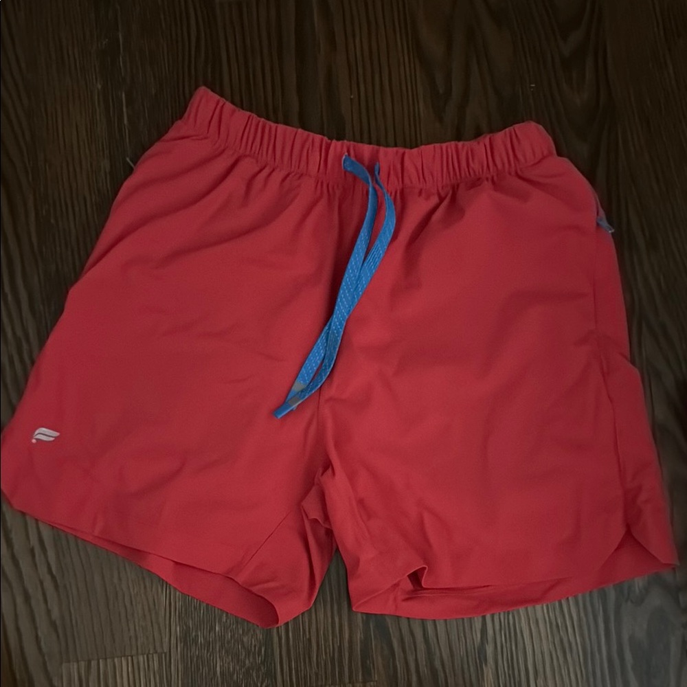 Vibrant Red Shorts with Blue Accent